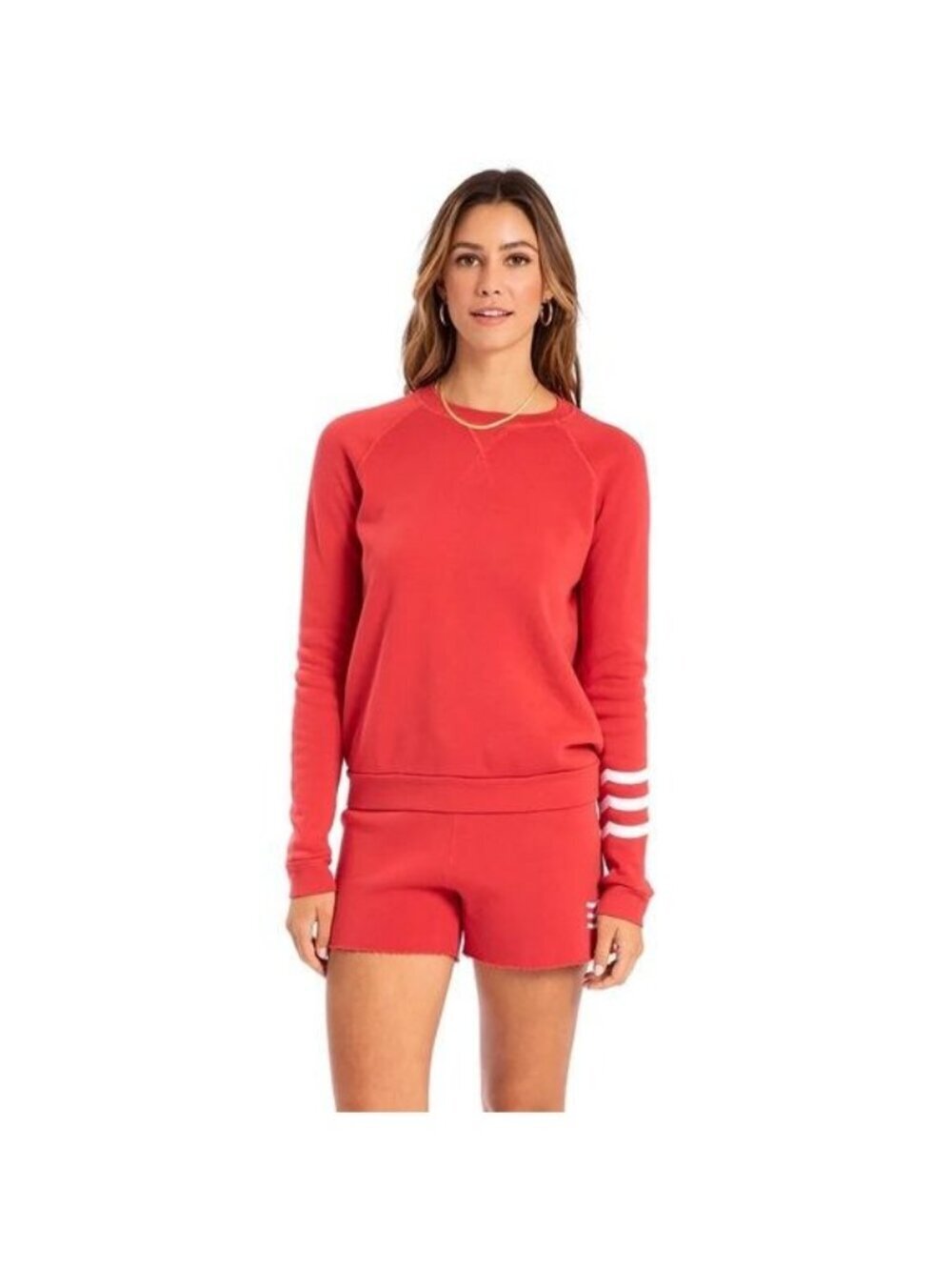 Sol Angeles Essential Coastal Waves Coral Cotton Sweatshirt Small